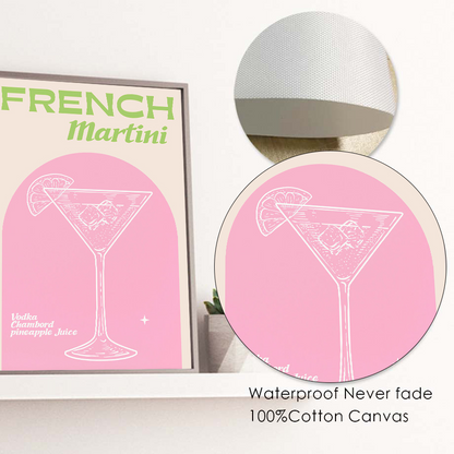 French Martini Wall Art Canvas