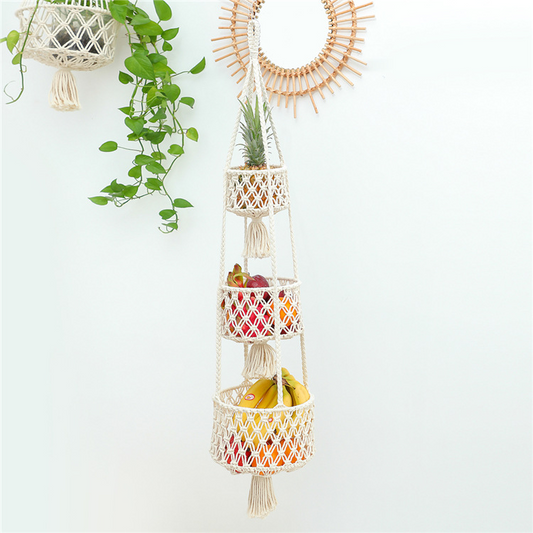 Hand-woven Kitchen Fruit Hanging Basket