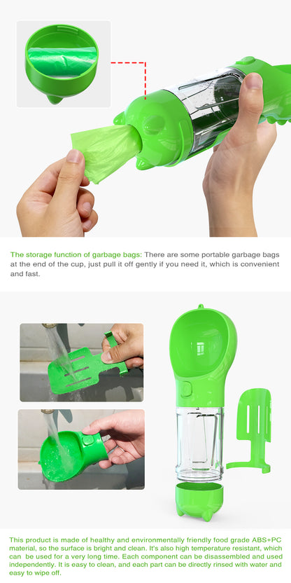 Paw Hydration: 4 in 1 Portable Multifunctional Pet Water Bottle