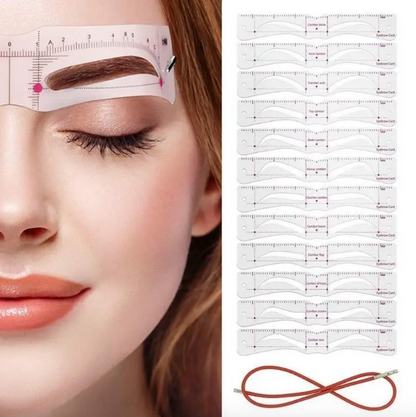 Insta Brow ™ Precision Stencil Set: 12-Piece Reusable Eyebrow Shaping Guide