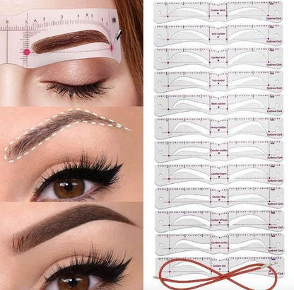 Insta Brow ™ Precision Stencil Set: 12-Piece Reusable Eyebrow Shaping Guide