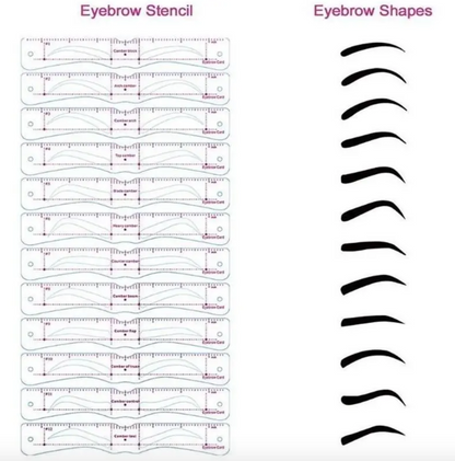 Insta Brow ™ Precision Stencil Set: 12-Piece Reusable Eyebrow Shaping Guide