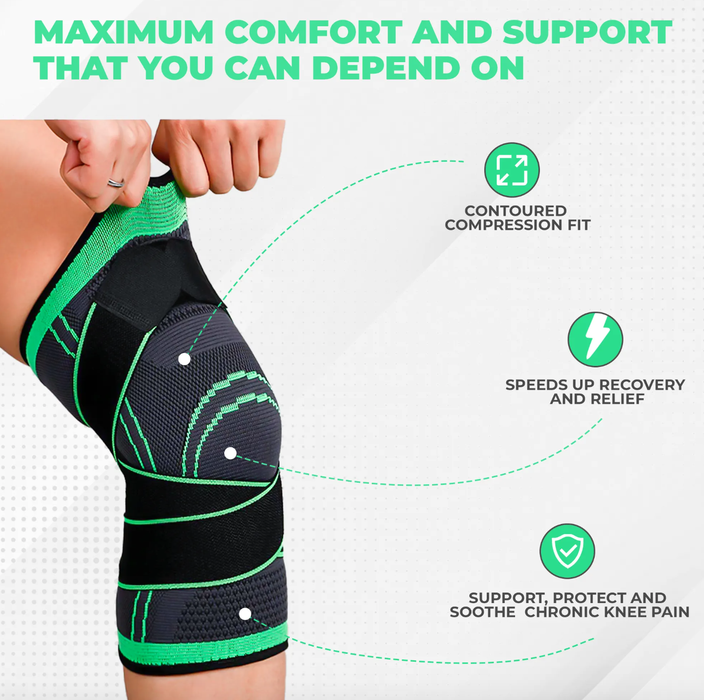 Compression Knee Sleeve Helps Banish Stubborn  Joint Pain Naturally! (LP)